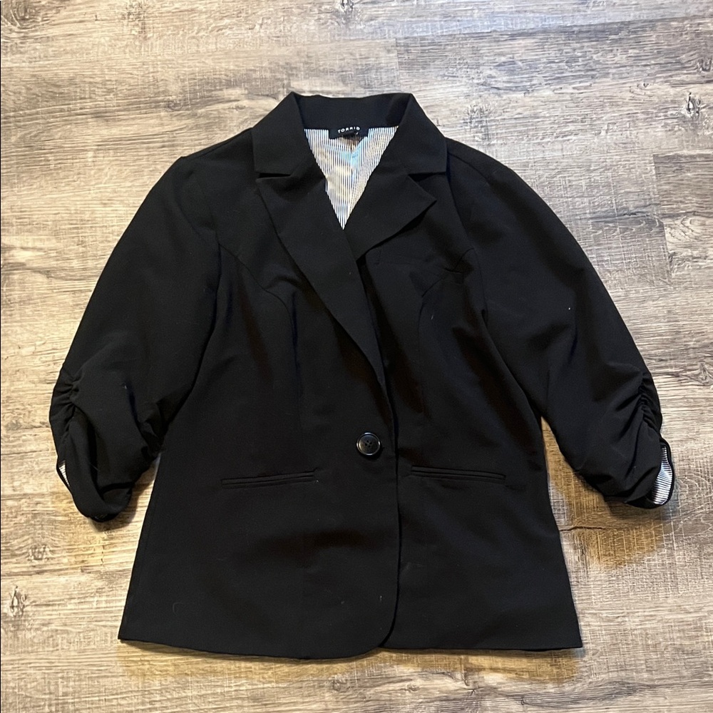 Torrid Elegant Black Blazer with Ruched Sleeves